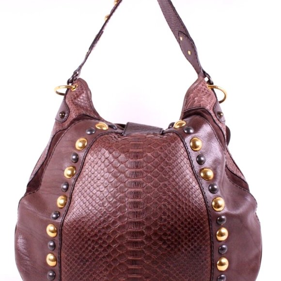 ***SOLD***EX-LARGE GUCCI BABOUSKA HOBO CROSSBODY (2 WAY) PYTHON LSTUDDED FRINGE - Picture 4 of 16